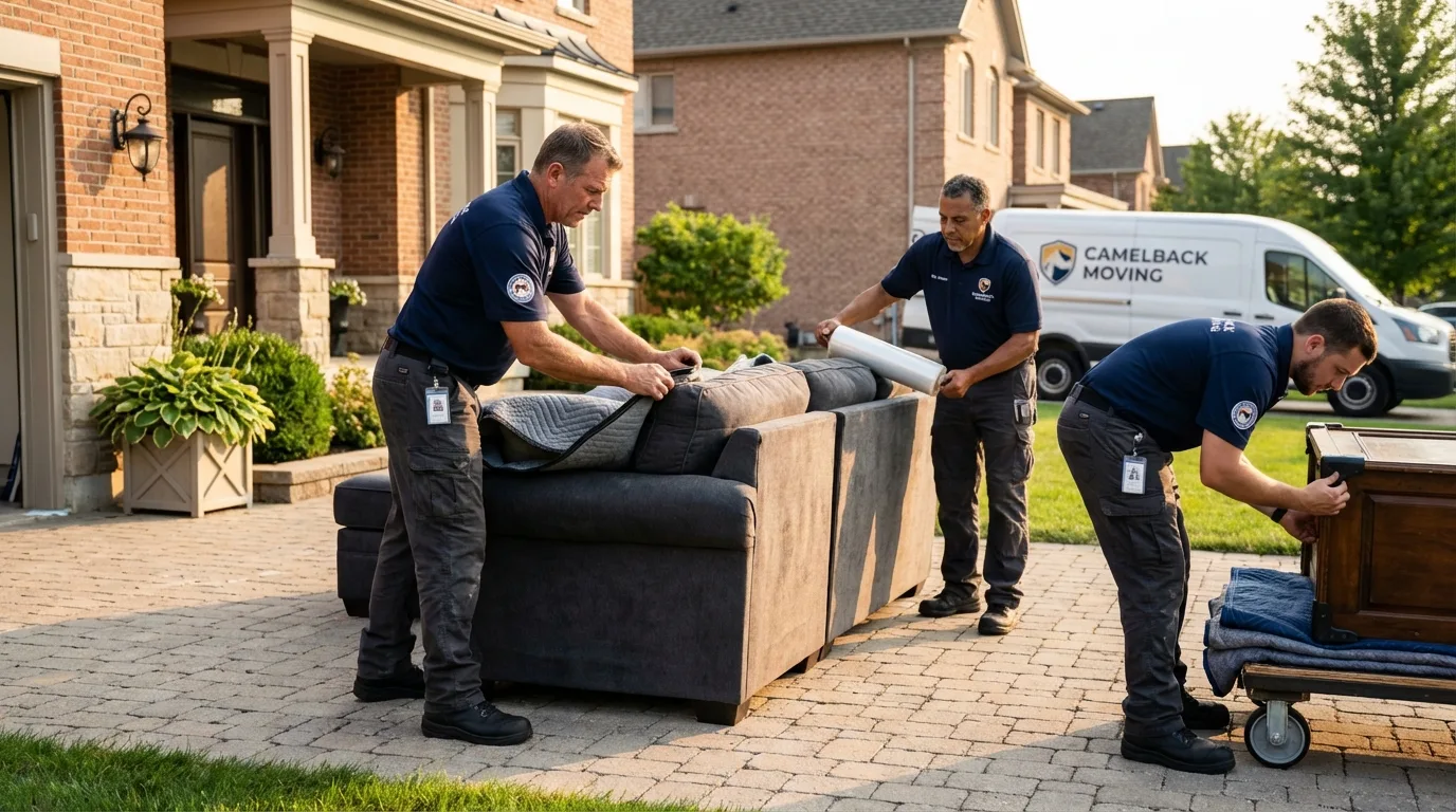 Large estate moving crew wrapping furniture in Wedgefield, SC