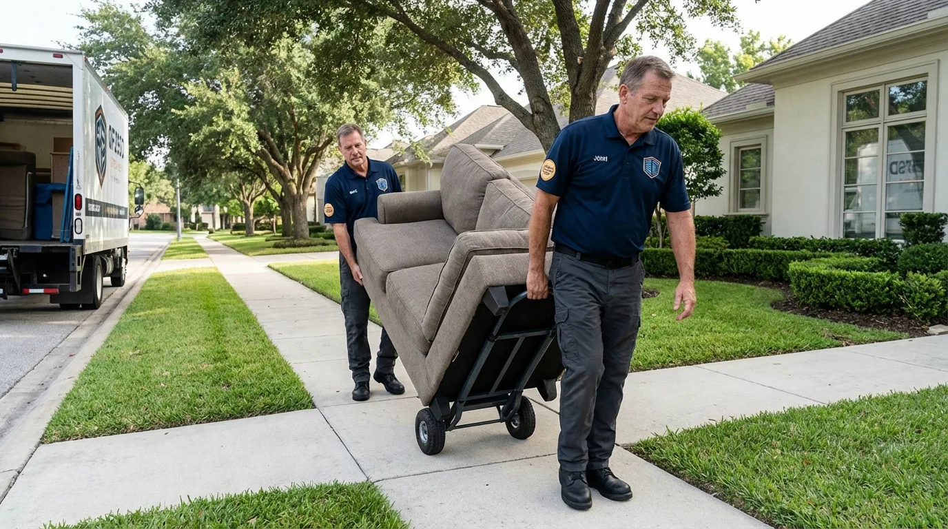 Local residential moving crew loading furniture in Wedgefield, SC