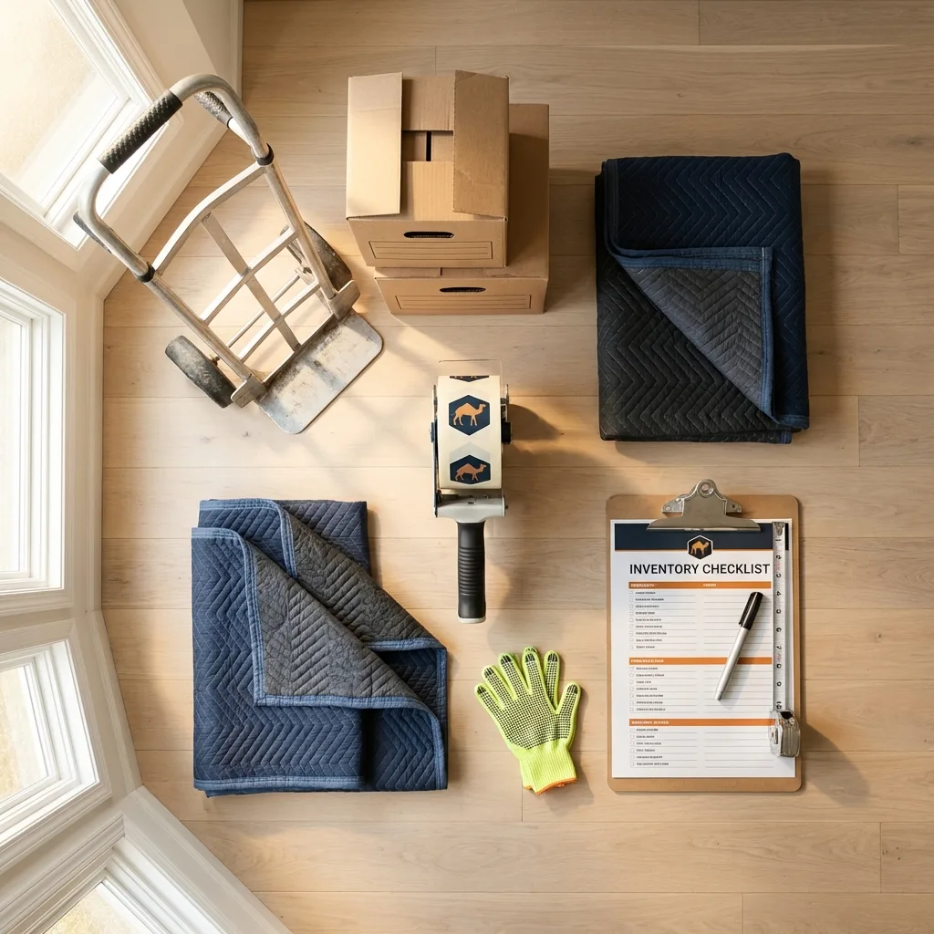 Professional moving supplies and packing materials layout for Wedgefield residential relocations
