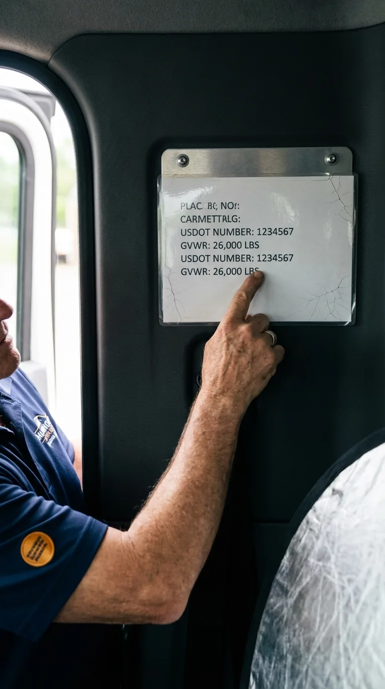 USDOT licensing placard verification in Wedgefield
